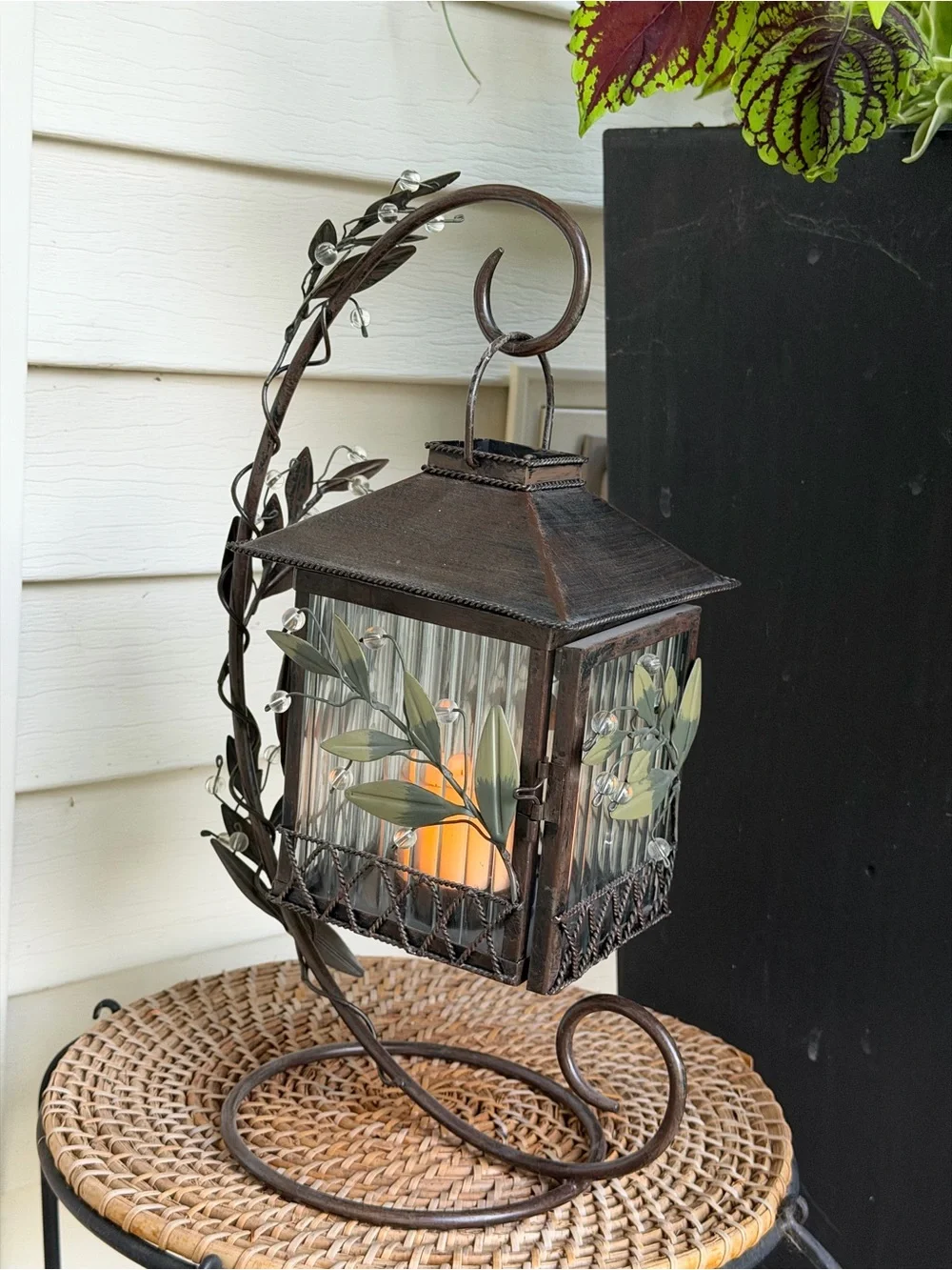 Vintage PartyLite Metal Ivy Leaf Candle Lantern